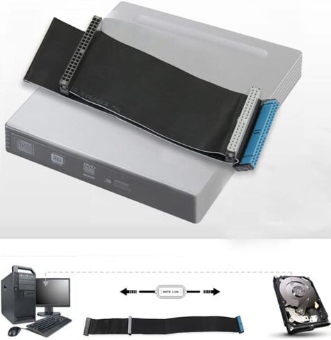 2 قطعة 40 دبوس 39 فتحة منفذ متوازي 80 سلك UDMA 66/100 IDE 2 كابل محرك، متوافق مع DVD، CD، PC 43 سم/16.9 بوصة in Kuwait