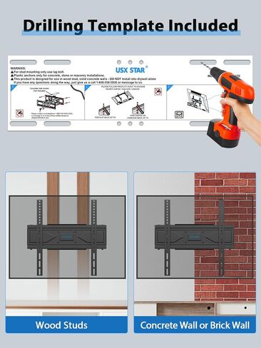 UL Listed TV Wall Mount with LED Lights, Full Motion TV Mount for Most 32 42 50 55 65 70 inch TVs, Adjustable TV Brackets with Swivel & Tilt, Extension, Dual Articulating TV Mount in Saudi Arabia