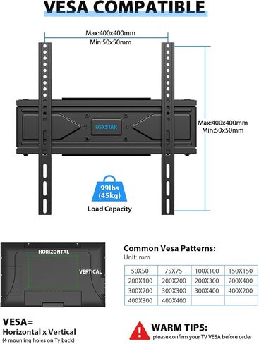 UL Listed TV Wall Mount with LED Lights, Full Motion TV Mount for Most 32 42 50 55 65 70 inch TVs, Adjustable TV Brackets with Swivel & Tilt, Extension, Dual Articulating TV Mount in Saudi Arabia