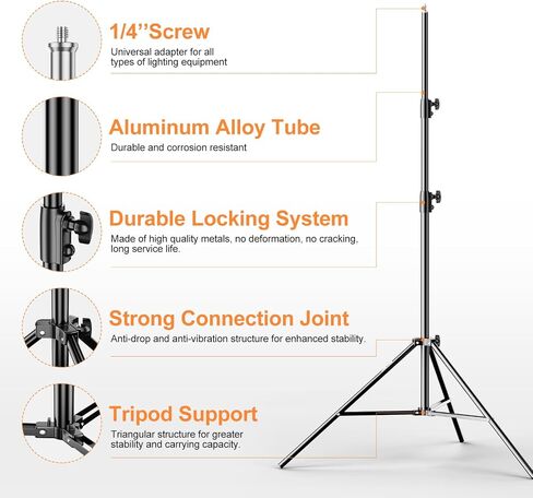 EMART Heavy Duty Light Stand 8.5ft, Spring Cushioned, Aluminum Alloy Construction, Photo Video Studio Tripod with Carrying Bag for Photography Lighting, Parabolic Softbox, Flash (1 Pack) in Saudi Arabia