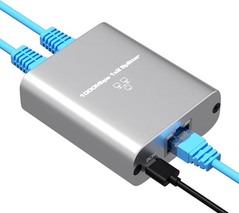 Ethernet Splitter 1 to 2 RJ45 100Mbps Network Adapter, LAN Splitter with USB Power Cable, Internet Splitter for Cat5/5e/6/7/8 Cable, 2 Devices Simultaneously Networking in Saudi Arabia