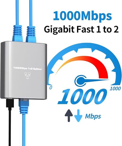 Ethernet Splitter 1 to 2 RJ45 100Mbps Network Adapter, LAN Splitter with USB Power Cable, Internet Splitter for Cat5/5e/6/7/8 Cable, 2 Devices Simultaneously Networking in Saudi Arabia