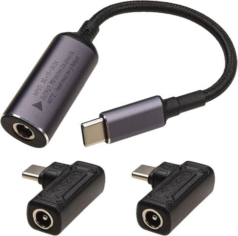 DC 5.5mm x 2.1 mm Input to USB Type C Adapter+DC to USB C Cable, 90 Degree DC Female to USB Type C Male Power Charging Adapter 140W for Laptop, Phone in Kuwait