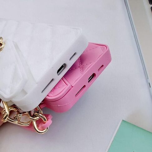 Omio for iPhone 13 Pro Max Handbag Case with Flip Card Holder Wrist Lanyard Strap Soft Silicone Cover for iPhone 13 Pro Max Wallet Case for Women Luxury Stylish Long Pearl Crossbody Chain Case Black in Kuwait