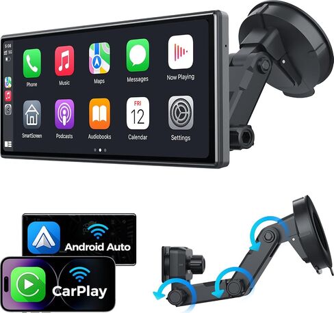 Portable 10.26" Wireless CarPlay & Android Auto Screen for Car - Voice Control, GPS Navigation, Bluetooth,AUX,HD Touchscreen, AirPlay, Car Stereo，Four Sounding Ways in Saudi Arabia