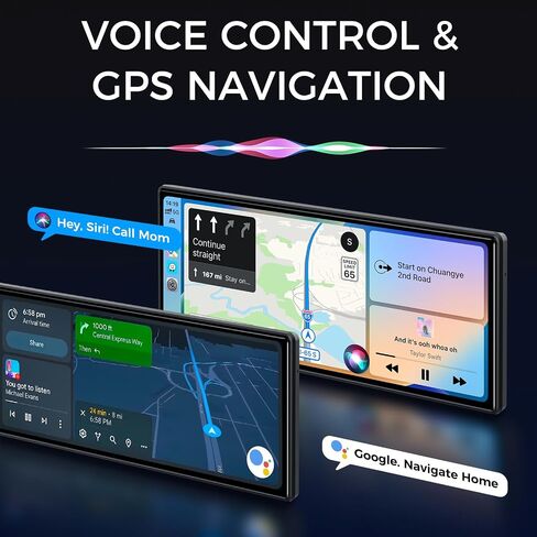 Portable 10.26" Wireless CarPlay & Android Auto Screen for Car - Voice Control, GPS Navigation, Bluetooth,AUX,HD Touchscreen, AirPlay, Car Stereo，Four Sounding Ways in Saudi Arabia