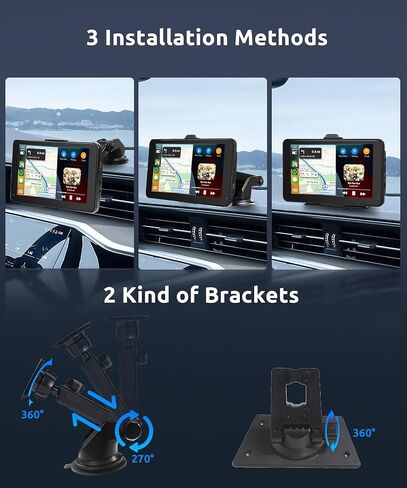 شاشة Podofo اللاسلكية Apple Carplay، محمولة 7 بوصة لاسلكية تعمل باللمس بنظام Android وراديو السيارة، نظام ملاحة Drive Mate Carplay مع Airplay/MirrorLink/FM/Bluetooth/AUX، شاشة تشغيل السيارة للسيارة (7-32 فولت) in Saudi Arabia