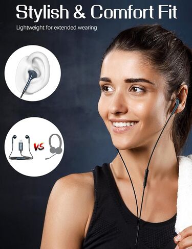 USB Headset with Mic for PC (Upgraded Mic), Lightweight 6.5ft USB Headphone with mic for Laptop PS4 PS5, Wired USB Eearbud with Volume/Aodio Control & Mute for Work Live Broadcast Gaming in Saudi Arabia