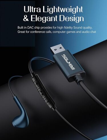 USB Headset with Mic for PC (Upgraded Mic), Lightweight 6.5ft USB Headphone with mic for Laptop PS4 PS5, Wired USB Eearbud with Volume/Aodio Control & Mute for Work Live Broadcast Gaming in Saudi Arabia