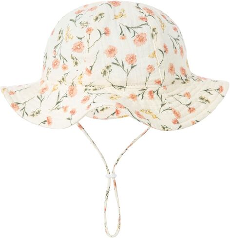 SXYPAYXS-Baby Printed Fisherman's Hat Summer Bucket Hat Sunscreen Baby Wide-Brimmed Sun Hat Cap with Chin Strap in Saudi Arabia