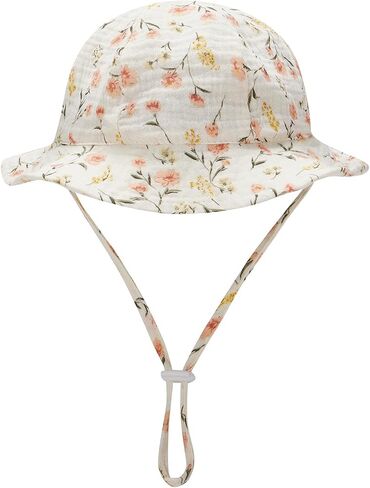 SXYPAYXS-Baby Printed Fisherman's Hat Summer Bucket Hat Sunscreen Baby Wide-Brimmed Sun Hat Cap with Chin Strap in Saudi Arabia