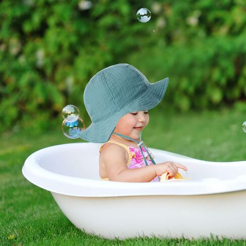 SXYPAYXS-Baby Printed Fisherman's Hat Summer Bucket Hat Sunscreen Baby Wide-Brimmed Sun Hat Cap with Chin Strap in Saudi Arabia
