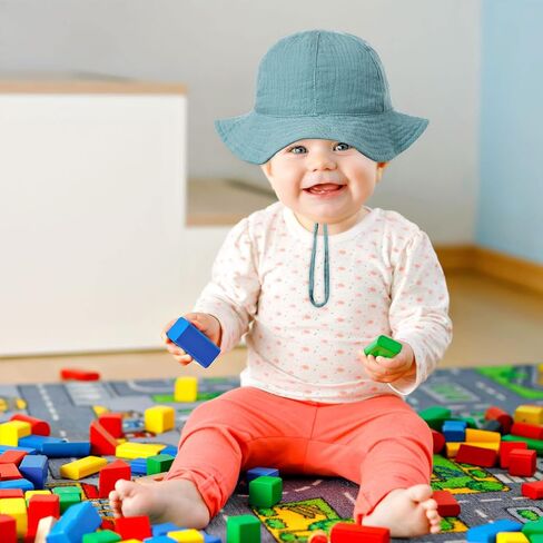 SXYPAYXS-Baby Printed Fisherman's Hat Summer Bucket Hat Sunscreen Baby Wide-Brimmed Sun Hat Cap with Chin Strap in Saudi Arabia