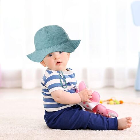 SXYPAYXS-Baby Printed Fisherman's Hat Summer Bucket Hat Sunscreen Baby Wide-Brimmed Sun Hat Cap with Chin Strap in Saudi Arabia