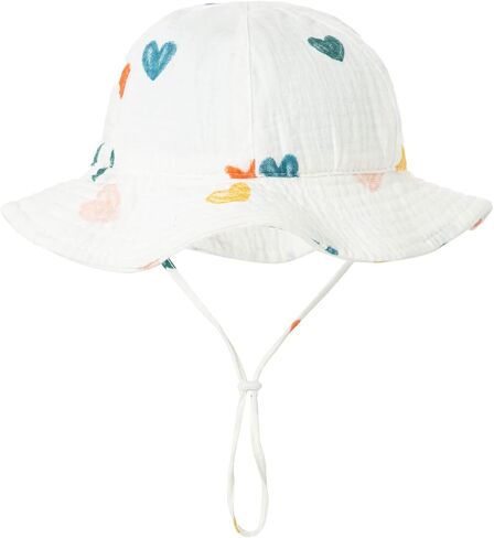 SXYPAYXS-Baby Printed Fisherman's Hat Summer Bucket Hat Sunscreen Baby Wide-Brimmed Sun Hat Cap with Chin Strap in Saudi Arabia