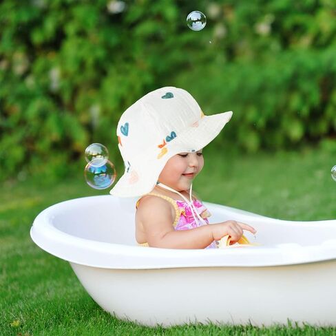 SXYPAYXS-Baby Printed Fisherman's Hat Summer Bucket Hat Sunscreen Baby Wide-Brimmed Sun Hat Cap with Chin Strap in Saudi Arabia