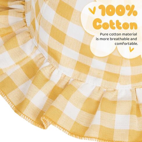 Zando Baby Sun Hat Toddle Cute Ruffle Brim Baby Beach Hat Cotton Checkered Baby Hats UPF 50+ Adjustable Bucket Hat for 0-2T in Saudi Arabia