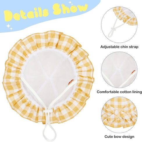 Zando Baby Sun Hat Toddle Cute Ruffle Brim Baby Beach Hat Cotton Checkered Baby Hats UPF 50+ Adjustable Bucket Hat for 0-2T in Saudi Arabia