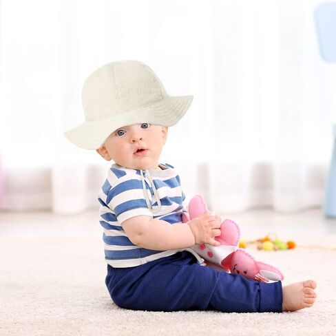SXYPAYXS-Baby مطبوعة صياد قبعة الصيف قبعة بحافة واقية من الشمس الطفل واسعة الحواف قبعة الشمس مع حزام الذقن in Saudi Arabia