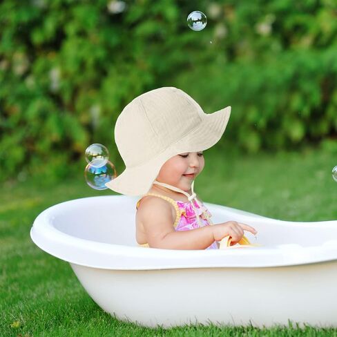 SXYPAYXS-Baby مطبوعة صياد قبعة الصيف قبعة بحافة واقية من الشمس الطفل واسعة الحواف قبعة الشمس مع حزام الذقن in Saudi Arabia