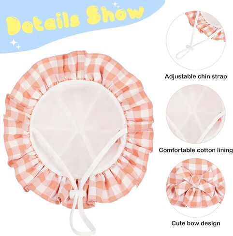 Zando Baby Sun Hat Toddle Cute Ruffle Brim Baby Beach Hat Cotton Checkered Baby Hats UPF 50+ Adjustable Bucket Hat for 0-2T in Saudi Arabia