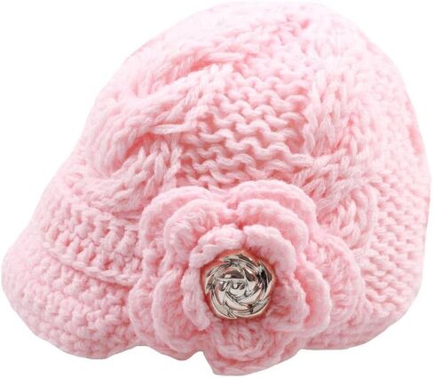 Handknit الوليد طفل رضيع الفتيات الكروشيه متماسكة حافة قبعة قبعة in Saudi Arabia