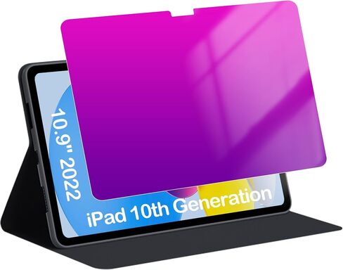 Privacy Screen Protector for iPad (2022) 10th Generation 10.9" Gradient Colorful Anti-Spy Tempered Glass Anti-Bluelight 10 th Gen 10.9 inch Face ID Apple Pencil Compatible Full Coverage Purple in Kuwait