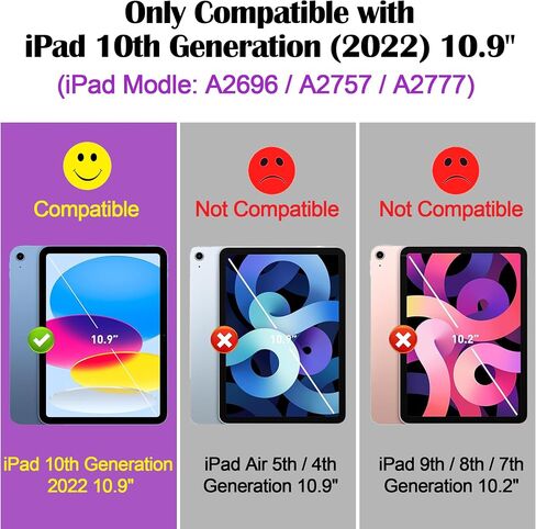 Privacy Screen Protector for iPad (2022) 10th Generation 10.9" Gradient Colorful Anti-Spy Tempered Glass Anti-Bluelight 10 th Gen 10.9 inch Face ID Apple Pencil Compatible Full Coverage Purple in Kuwait