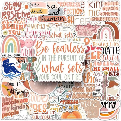 Affirmation Stickers, 100 Pcs Vintage Inspirational Stickers,Motivational Aesthetic Stickers for Women Adults Kids Teen Teachers,Vinyl Waterproof Positive Decals for Laptop,Water Bottles,Scrapbook in Kuwait