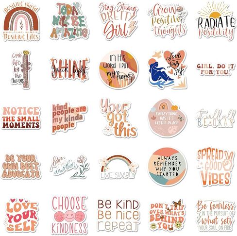 Affirmation Stickers, 100 Pcs Vintage Inspirational Stickers,Motivational Aesthetic Stickers for Women Adults Kids Teen Teachers,Vinyl Waterproof Positive Decals for Laptop,Water Bottles,Scrapbook in Kuwait