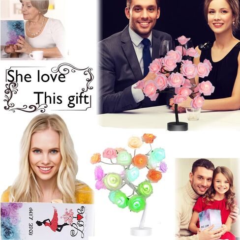 COLORLIFE Rose Lamp White Room Decoration White Flower Night Light Gift for Girlfriend Mom Daughter Aunt Gift for Her Birthday Holiday Party Wedding Room Decoration in Saudi Arabia