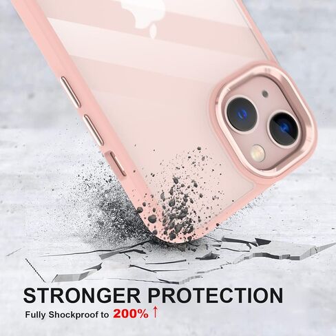 حافظة DOB SECHS iPhone 14 Plus مع حزام، حافظة بحبل طويل لهاتف iPhone 14 Plus مقاس 6.7 بوصة، حافظة هاتف شفافة بحبل، غطاء خلفي صلب من البولي كربونات + حافظة TPU ناعمة للنساء، تدعم الشحن اللاسلكي، وردي in Kuwait