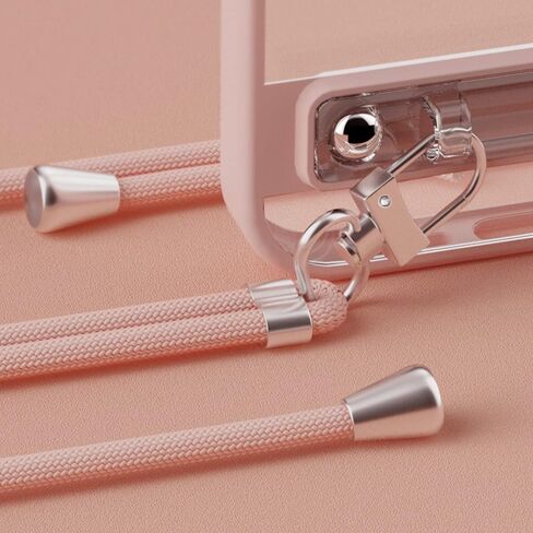 حافظة DOB SECHS iPhone 14 Plus مع حزام، حافظة بحبل طويل لهاتف iPhone 14 Plus مقاس 6.7 بوصة، حافظة هاتف شفافة بحبل، غطاء خلفي صلب من البولي كربونات + حافظة TPU ناعمة للنساء، تدعم الشحن اللاسلكي، وردي in Kuwait