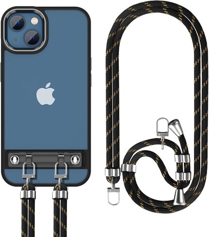 حافظة DOB SECHS iPhone 14 Plus مع حزام، حافظة بحبل طويل لهاتف iPhone 14 Plus مقاس 6.7 بوصة، حافظة هاتف شفافة بحبل، غطاء خلفي صلب من البولي كربونات + حافظة TPU ناعمة للنساء، تدعم الشحن اللاسلكي، وردي in Saudi Arabia