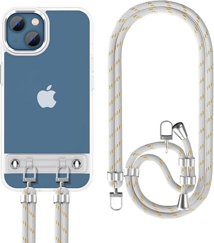 حافظة DOB SECHS iPhone 14 Plus مع حزام، حافظة بحبل طويل لهاتف iPhone 14 Plus مقاس 6.7 بوصة، حافظة هاتف شفافة بحبل، غطاء خلفي صلب من البولي كربونات + حافظة TPU ناعمة للنساء، تدعم الشحن اللاسلكي، وردي in Saudi Arabia