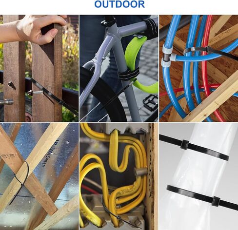 Zip Ties,800 Pack,Assorted Sizes 12+10+8+6+4 Inch,Black Self-Locking Nylon Cable Ties,Comprehensive Size for Indoor Outdoor Use,Perfect for Home,Office,Garden,and Workshop.UV Resistant in Saudi Arabia