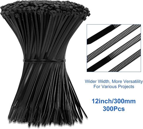 Zip Ties,800 Pack,Assorted Sizes 12+10+8+6+4 Inch,Black Self-Locking Nylon Cable Ties,Comprehensive Size for Indoor Outdoor Use,Perfect for Home,Office,Garden,and Workshop.UV Resistant in Saudi Arabia