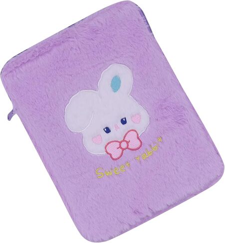 9-11 Inch Cute Plush Rabbit Laptop Sleeve Bag iPad Protective Case Tablet Cover Zipper Carrying Storage Bag for Women Girls Computer Accessories in Saudi Arabia