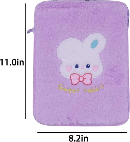 9-11 Inch Cute Plush Rabbit Laptop Sleeve Bag iPad Protective Case Tablet Cover Zipper Carrying Storage Bag for Women Girls Computer Accessories in Saudi Arabia