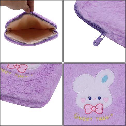 9-11 Inch Cute Plush Rabbit Laptop Sleeve Bag iPad Protective Case Tablet Cover Zipper Carrying Storage Bag for Women Girls Computer Accessories in Saudi Arabia
