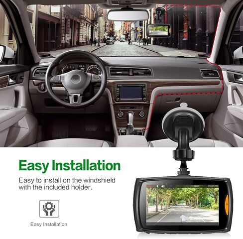 كاميرا داش كام للسيارات، كاميرا داش بدقة 1080 بيكسل عالية الدقة مع بطاقة 64 جيجا مجانية، كاميرا داش كام مع شاشة إل سي دي 2.7 بوصة، كاميرا سيارة مع WDR، رؤية ليلية، قفل تلقائي بمستشعر G، تسجيل حلقة، وضع ركن السيارة in Kuwait