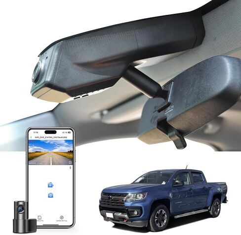 كاميرا داش أمامية 4K وخلفية 1080 بكسل مناسبة خصيصًا لسيارة Chevy Colorado 2015-2022 Select Base WT LT Z71 ZR2، مظهر OEM متكامل، فيديو UHD 2160P، WiFi وتطبيق، بطاقة 128 جيجابايت in Kuwait