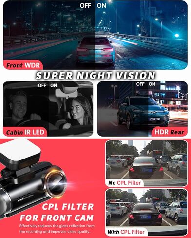 3 Channel 360° Dash cam 24 Hours Parking Mode, 4K+1080P Front and Rear, 1440P+1080P+1080P Front and Rear Inside, Three Way GPS Car Camera with WiFi, IR Night Vision, included 128G Card(A99WB) in Saudi Arabia