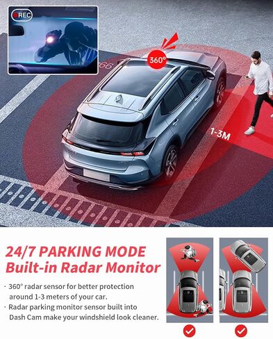 3 Channel 360° Dash cam 24 Hours Parking Mode, 4K+1080P Front and Rear, 1440P+1080P+1080P Front and Rear Inside, Three Way GPS Car Camera with WiFi, IR Night Vision, included 128G Card(A99WB) in Saudi Arabia