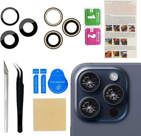 Back Rear Camera Glass Lens Replacement for iPhone 16 and iPhone 16 Plus with Adhesive Preinstalled and Repair Tools Set in Kuwait