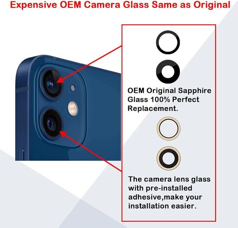 Original OEM Back Rear Camera Glass Lens Replacement for iPhone 15 Pro Max 6.7-inches with Adhesive Preinstalled and Repair Tools Set in Kuwait