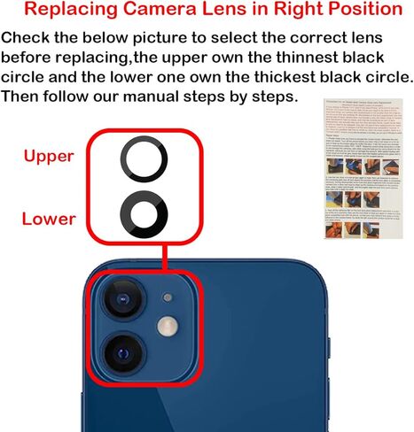 Original OEM Back Rear Camera Glass Lens Replacement for iPhone 15 Pro Max 6.7-inches with Adhesive Preinstalled and Repair Tools Set in Kuwait