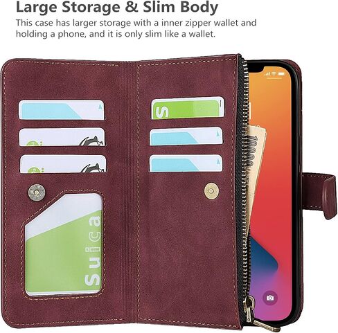 iCoverCase Compatible with iPhone 13 Wallet Phone Case with Card Holder, PU Leather Zipper Pocket Magnetic Detachable Flip Case with Wrist Strap (Blue) in Saudi Arabia