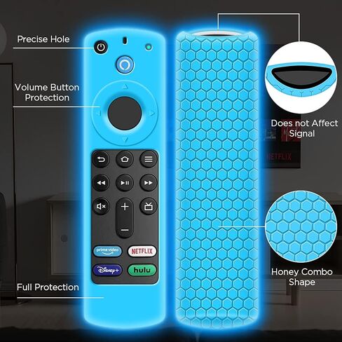 4 عبوات حافظة لجهاز Alexa Voice Remote الجيل الثالث 2021، غطاء واقي لجهاز Fire TV Stick 4k 2021 جهاز التحكم عن بعد بديل جديد تمامًا من السيليكون لحماية حامل الجلد - أزرق متوهج، أخضر متوهج، أحمر، أزرق in Kuwait