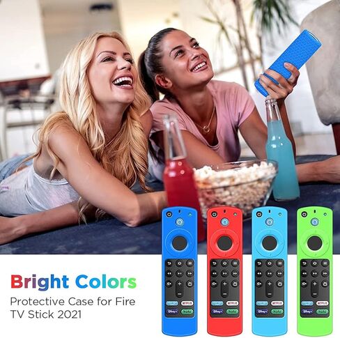4 عبوات حافظة لجهاز Alexa Voice Remote الجيل الثالث 2021، غطاء واقي لجهاز Fire TV Stick 4k 2021 جهاز التحكم عن بعد بديل جديد تمامًا من السيليكون لحماية حامل الجلد - أزرق متوهج، أخضر متوهج، أحمر، أزرق in Kuwait